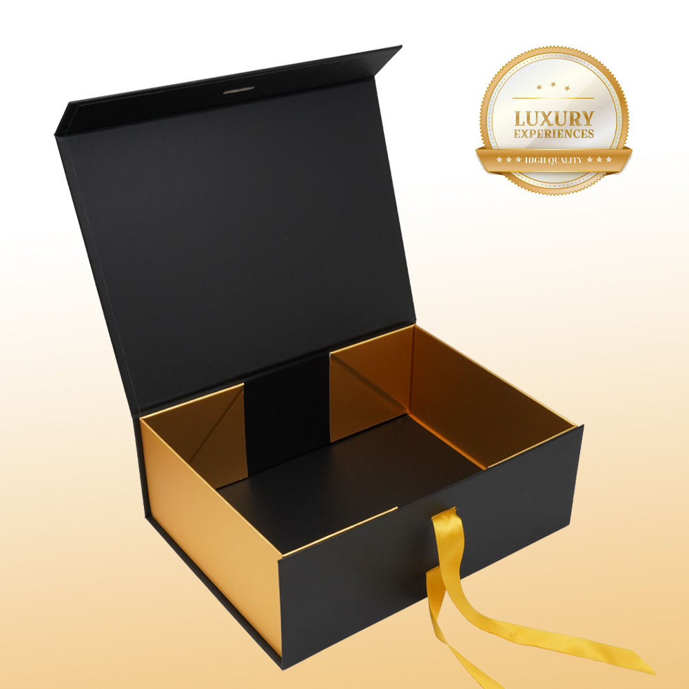Custom Collapsible Book-Shaped Gift Box with Ribbon-HS Packaging