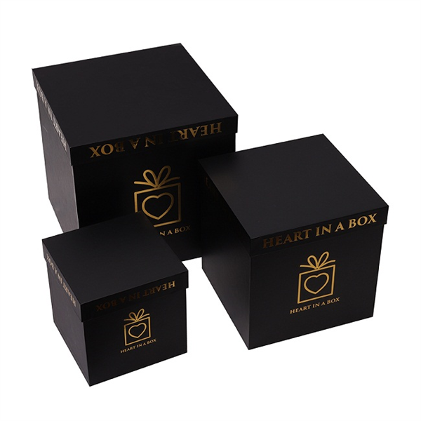 Stardard sizes paper black square flower gift boxes