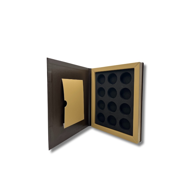 Custom Book Shape Coin Storage Gift Box with EVA Insert Factory