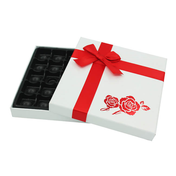 Customized paper choloate gift box supplier,paper chololate packaging with ribbon decoration