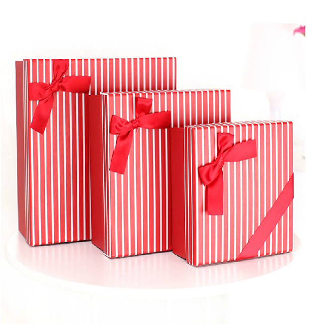 2mm gray board + ribbon luxury gift box for Christmas