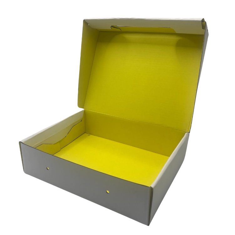 Custom printed corrugated shipping packaging box with ribbon handle