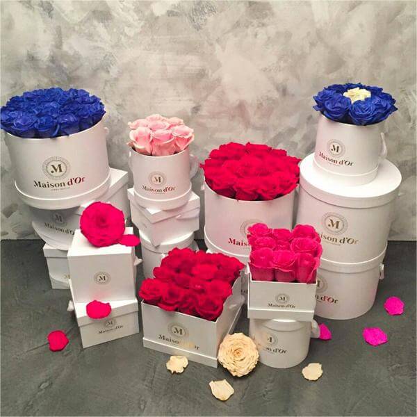 High Quality Luxury Custom Design Colorful Cardboard Round Flower Box With Logo