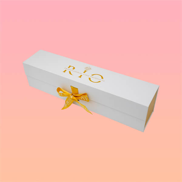 Custom folding boxes paper packaging with ribbon