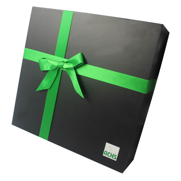 black custom gift box with ribbon decoration