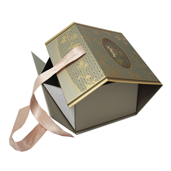 custom folding gift box with ribbon for cosmetic