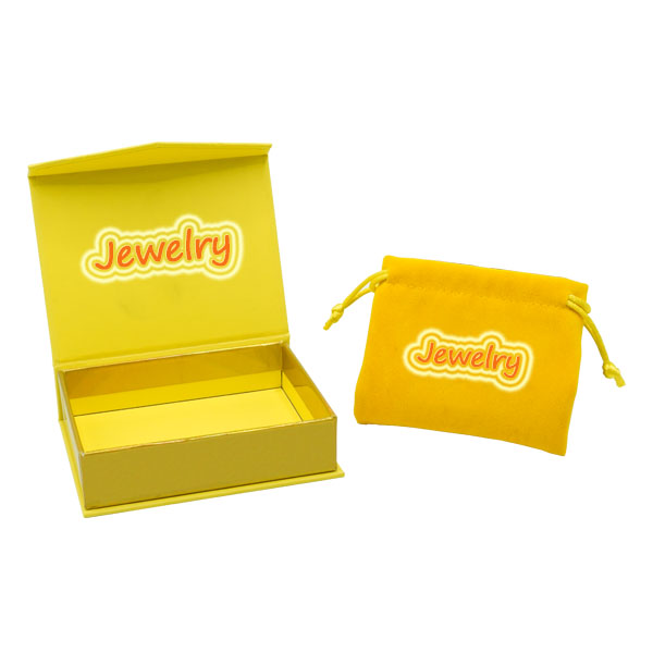 Jewelry paper packaging box with velvet bag custom logo