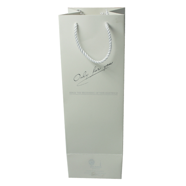 Silver hot stamping logo paper bags for wine packaging