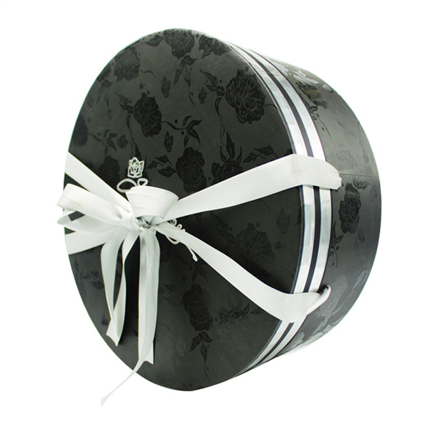 round paper box with ribbon handle