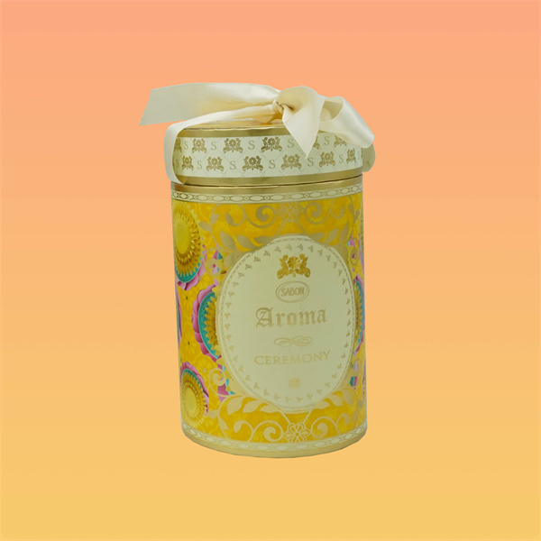 Custom round packaging boxes with ribbon and lid for sabon brand