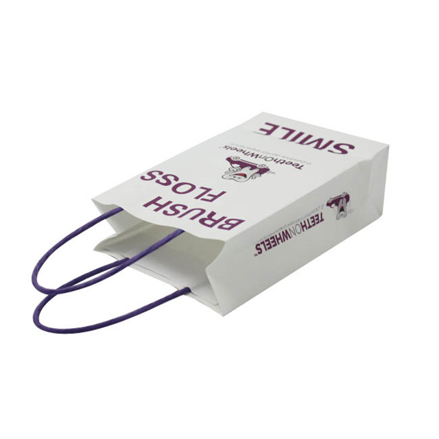 Factory Custom Logo Printing White Kraft Paper Shopping Bag With Twisted Handles-HS Packaging