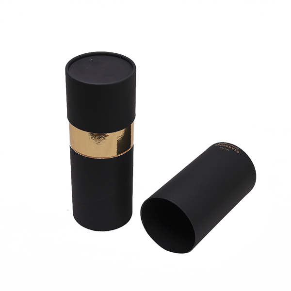 Gold foil stamping logo black paper tube gift box
