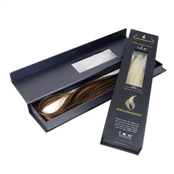 Magnetic paper box for hair extension packaging with PVC window
