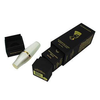 matt black perfume packaging with embossed