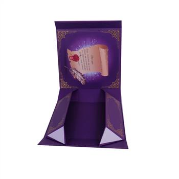 Closure Matte Purple Foldable Collapsible Magnetic Boxes, Flat Folding Cardboard