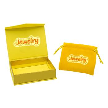 Jewelry paper packaging box with velvet bag custom logo