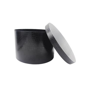 Large Special Black Leatherette Paper Round Box 02