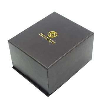 paper watch box with gold foil logo