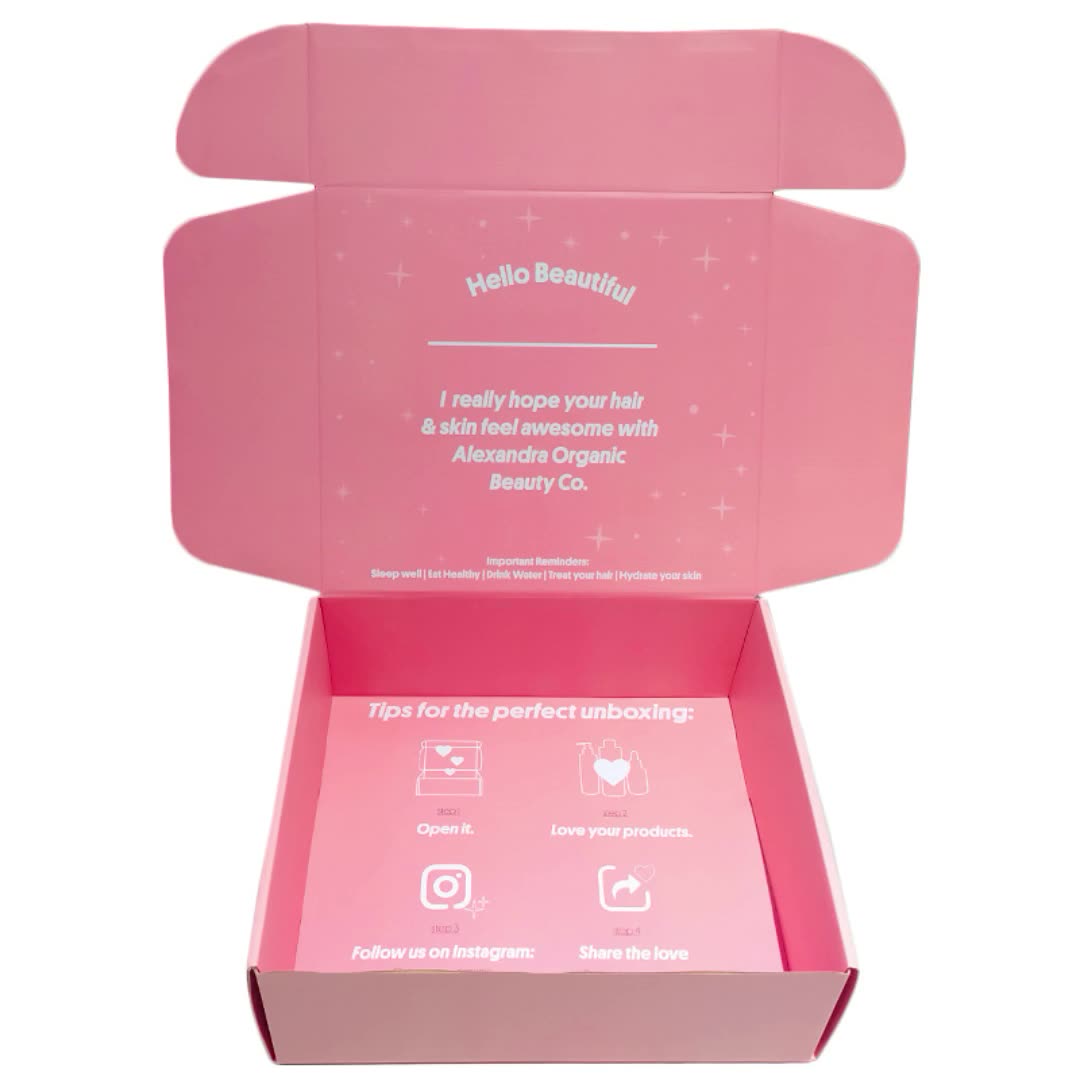 Custom logo Corrugated mailing box Pink gift mailing packaging box 