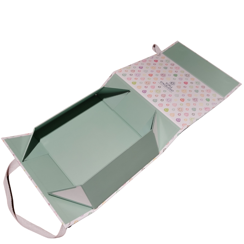 Custom Foldable Gift Cardboard Box with Ribbon Handle