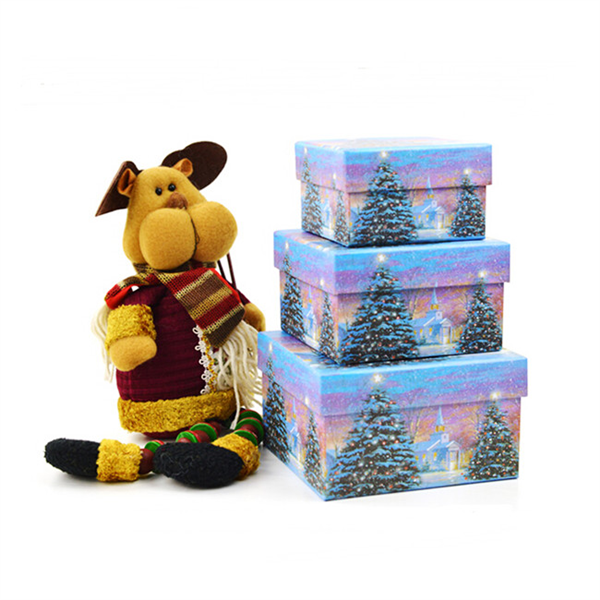 Christmas tree printing rigid gift box with lid
