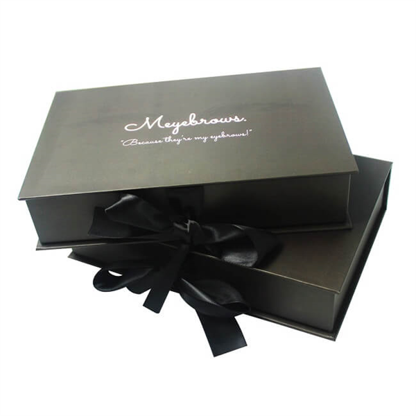 book shaped paper beauty box with ribbon closure