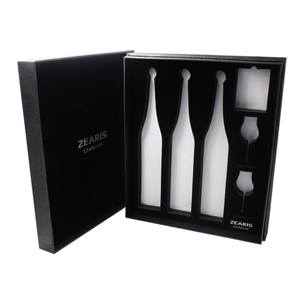 Luxury Black Silver Logo Wine Paper Box for Displaying