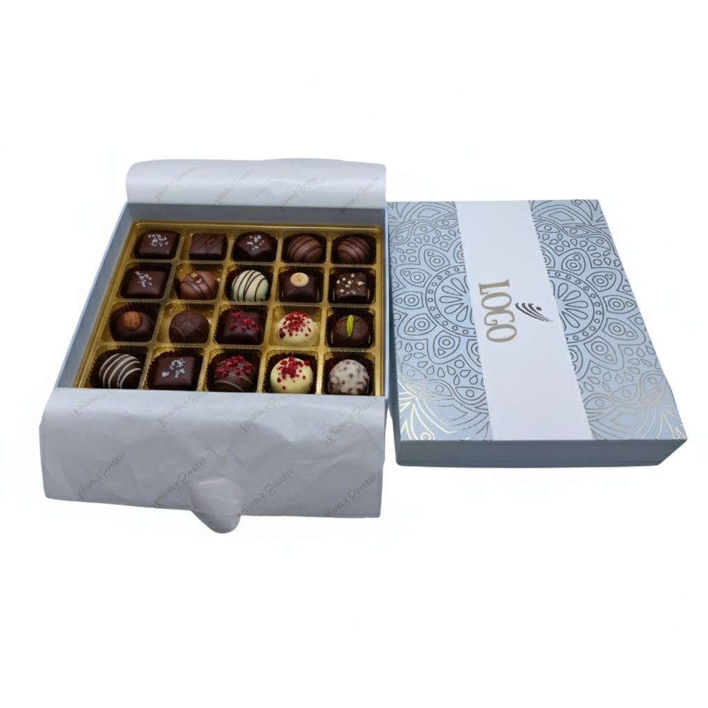 Custom Square Chocolate Packaging Box | Luxury Sweet Gift Box with Plastic Insert