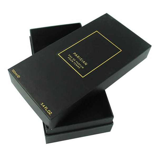 Custom gold logo large black perfume gift box packaging with lid