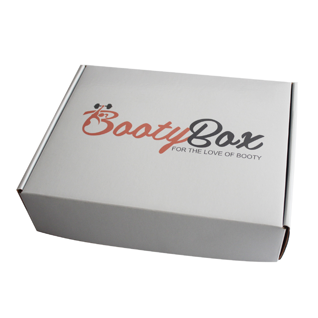 white shipping and mailing box with logo for sales