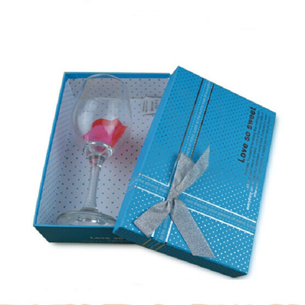 Ribbon decoration paper box with lid for gift packaging