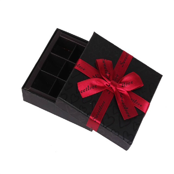 Cute Tiny Black Chocolate Box/Paper Gift Box/Packaging Box With Ribbon Bow&Tag