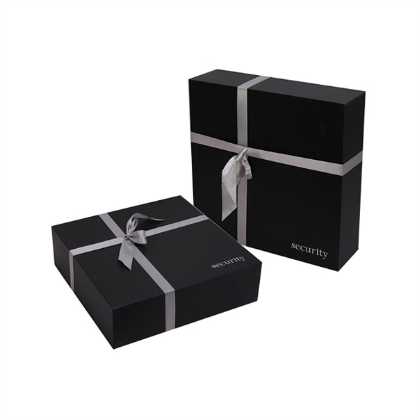 Matt black paper gift box for wedding dress packaging