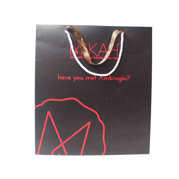 Matte black paper shopping bags with double handle