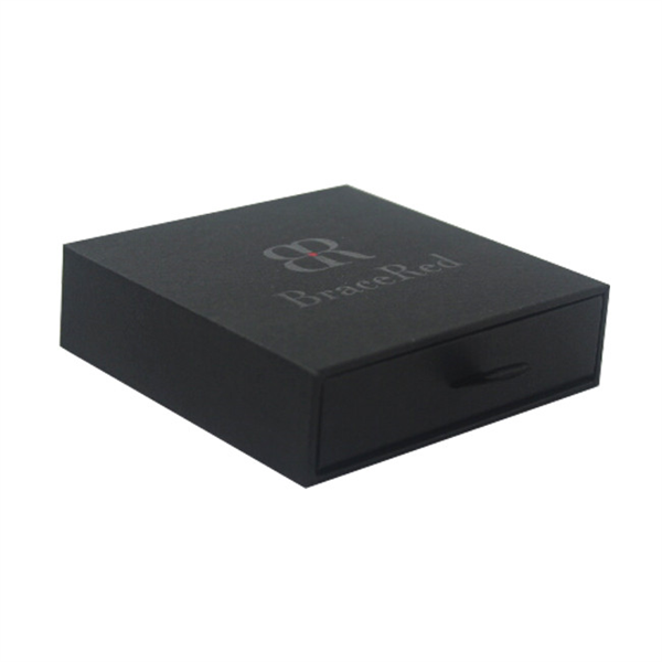 Black card jewelry gift box with spot UV logo