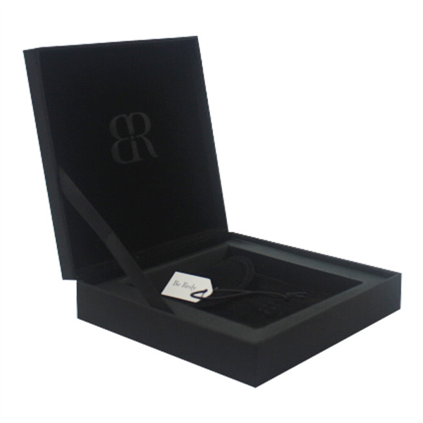 Black custom jewelry gift box with spot UV logo,with velvet jewelry bags