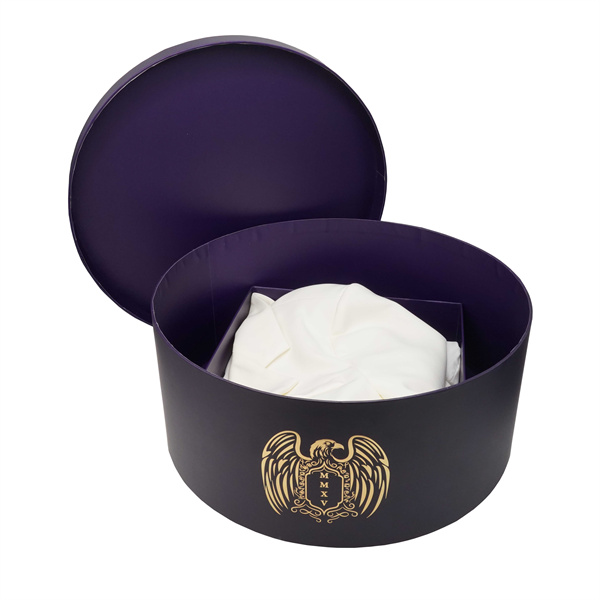 Luxury round box with lid for clothing | Custom apparel packaging